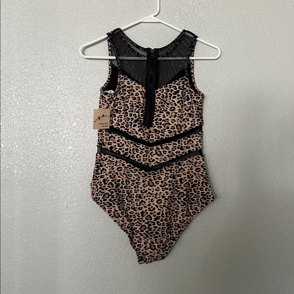 NWT Marina West Leopard Print One-Piece Swimsuit